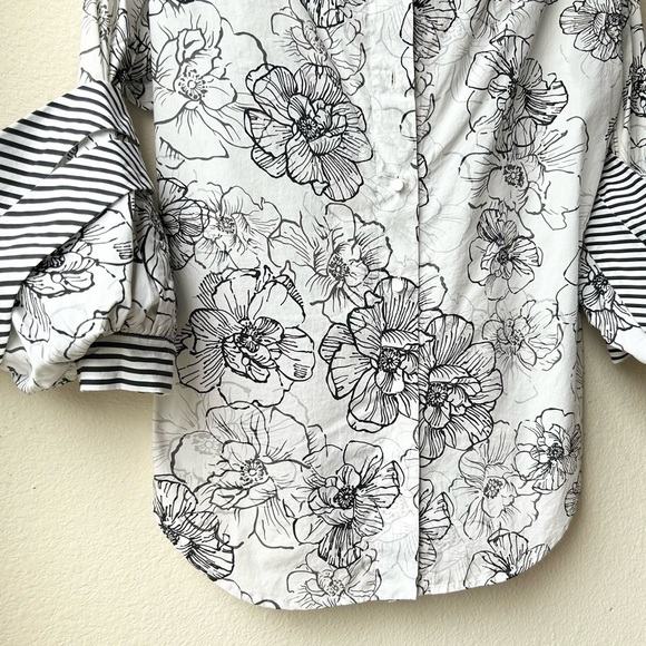Silvia Tcherassi Black White Frames Jessica Floral Blouse Sz XS - Picture 11 of 11